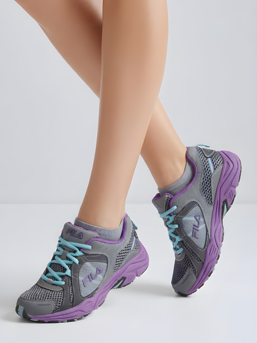Fila All Terrain Womens Trail Running Shoes Grey Purple 5SH40039-077 Size 7